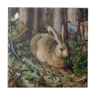 Azulejo Naturaleza Boscosa de Liebre Vintage Oscuro Cottag