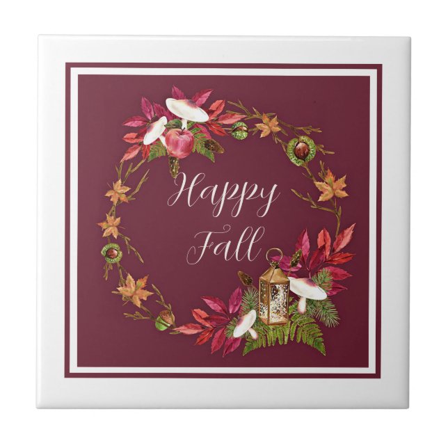 Azulejo Naturaleza de la cosecha de otoño con texto de per (Frente)