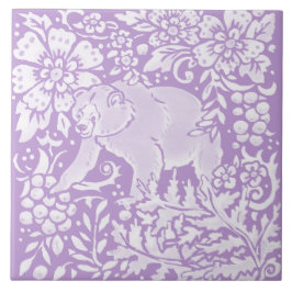 Azulejo Naturaleza del bosque floral de oso púrpura claro