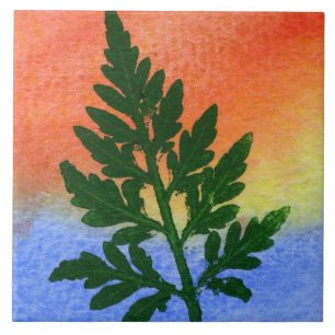 Azulejo Naturaleza del horno impresa en verde sobre papel