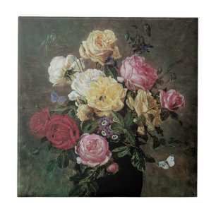 Azulejo Naturaleza muerta con flores en jarrón de Olaf Her