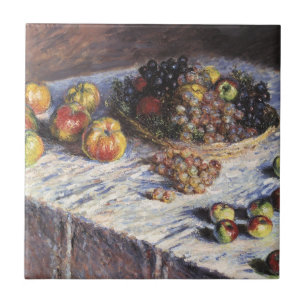 Azulejo Naturaleza muerta con manzanas y uvas por Claude M