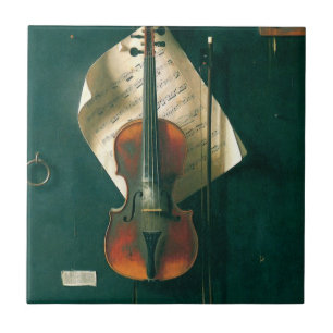 Azulejo Naturaleza muerta de violín viejo de William Micha