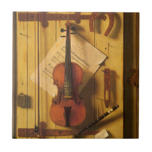 Azulejo Naturaleza muerta Violín y Música de William Harne