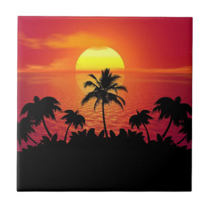 Azulejo Naturaleza Palm Tres ilustracion Papel cuadrado
