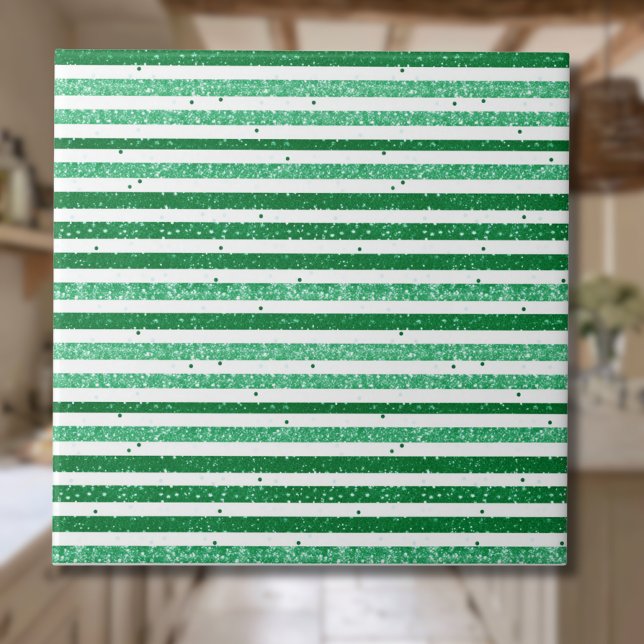 Azulejo Nature Green White Horizontal Glitter Stripes (Subido por el creador)