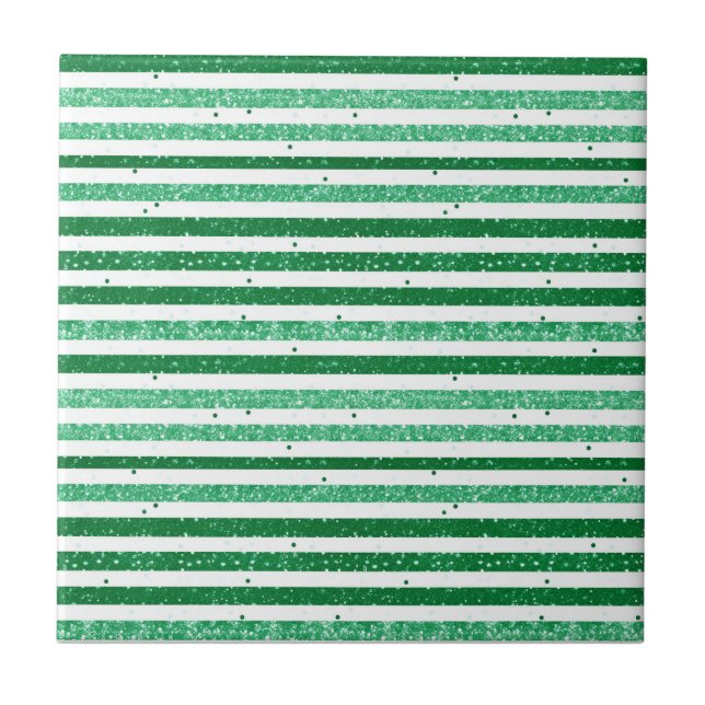 Azulejo Nature Green White Horizontal Glitter Stripes (Frente)