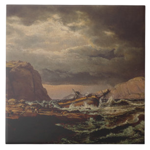 Azulejo Naufragio en la costa noruega por Johan Dahl