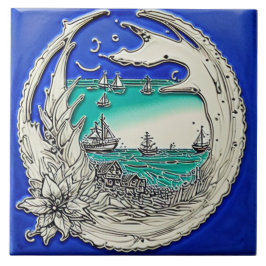 Azulejo Nautical Marine Life arte tradicional de cerámica