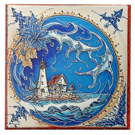 Azulejo Nautical Marine Life arte tradicional de cerámica