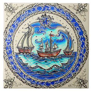 Azulejo Nautical Marine Life arte tradicional de cerámica 