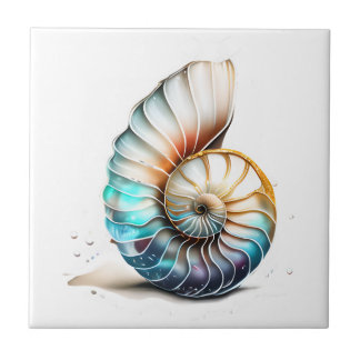 Azulejo Nautilus 3D irrisorio madre cáscara de playa de pe