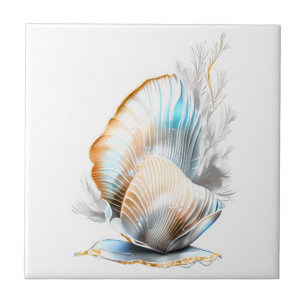 Azulejo Nautilus clam sellera irideslumbrante playa 3D