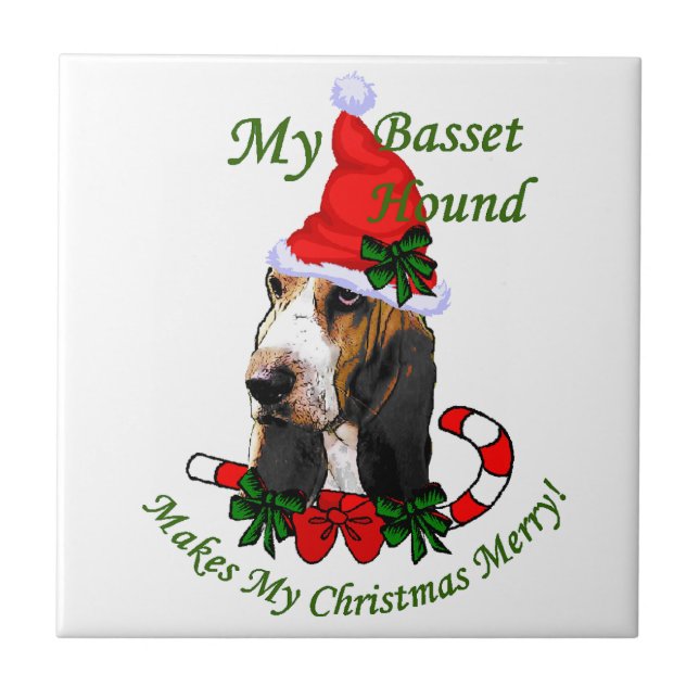 Azulejo Navidad del Basset Hound (Frente)