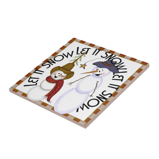 Azulejo Navidad lindo del muñeco de nieve del vaquero del (Lado)