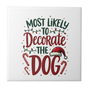Azulejo Navidad Probablemente Decorar Perro Xmas Familia N