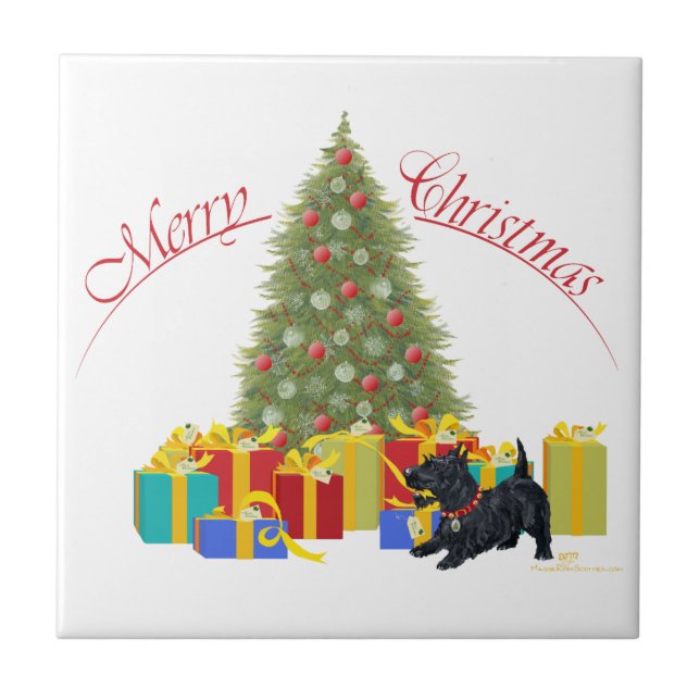Azulejo Navidad Terrier Escocés (Frente)