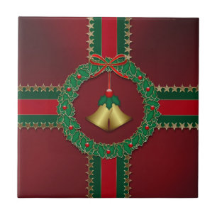 Azulejo Navidad Trivet de las barras y estrellas