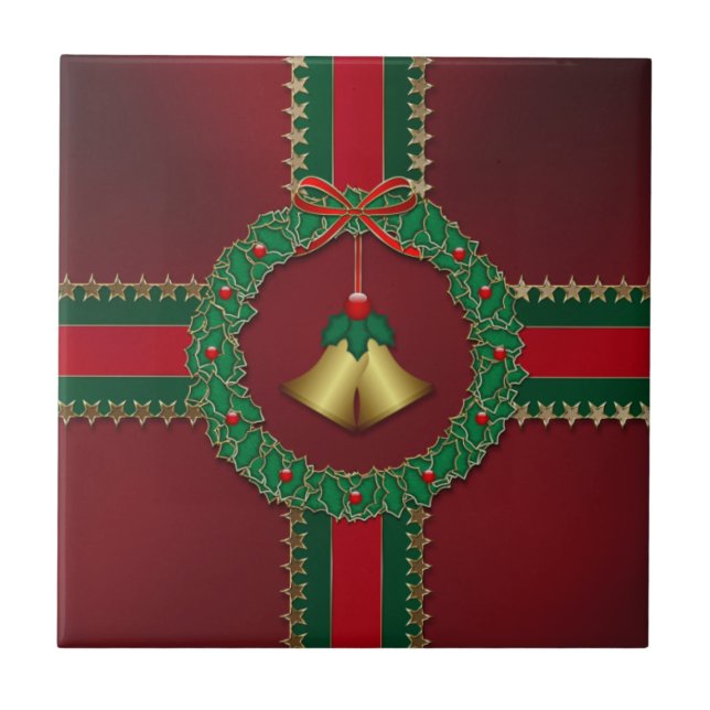 Azulejo Navidad Trivet de las barras y estrellas (Frente)