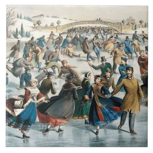 Azulejo Navidad Victoriana Central Park Currier & Ives (Frente)