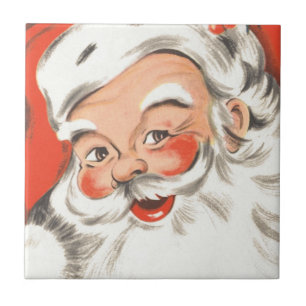Azulejo Navidad Vintage, alegre Santa Claus con sonrisa