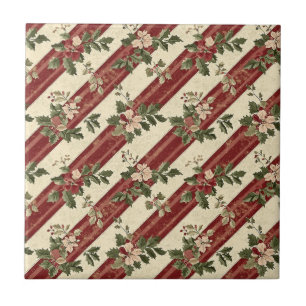 Azulejo Navidad Vintage Floral Rayado (5)