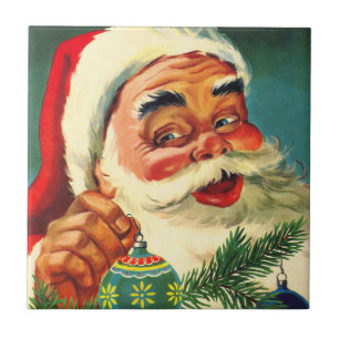 Azulejo Navidad Vintage, Jolly Santa Claus Retro de los 50