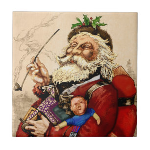 Azulejo Navidad Vintage, juguetes de pipa de Santa Claus v