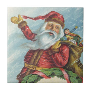 Azulejo Navidad vintage, Papá Noel victoriano en la corona