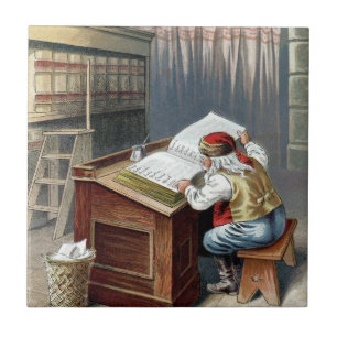 Azulejo Navidad Vintage, San Nicolás Niños Buenos o Malos 