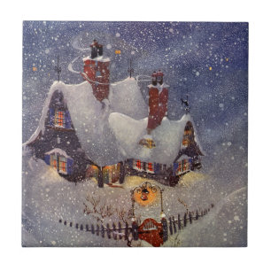 Azulejo Navidad Vintage, Taller de Santa Claus Polo Norte