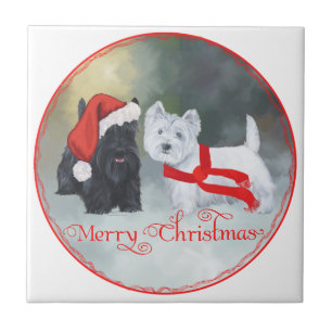 Azulejo Navidad Westie Scottie