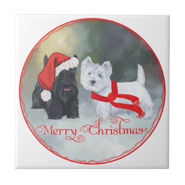 Azulejo Navidad Westie Scottie (Frente)