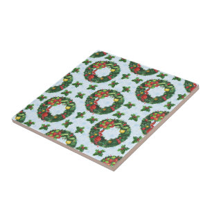 Azulejo Navidades acuarela Wreath Holiday