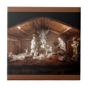 Azulejo Navidades Adoran Escena De Jesús Natividad Manger