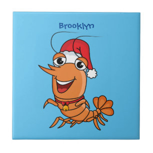 Azulejo Navidades alegres, camarones, personalizado ilustr