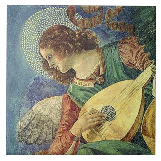 AZULEJO NAVIDADES ANGEL HACIENDO MÚSICA (Frente)