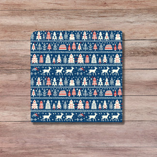 Azulejo Navidades azules de la marina escandinava renos nó