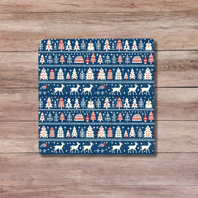 Azulejo Navidades azules de la marina escandinava renos nó (Scandinavian Navy Blue Christmas Reindeer Nordic Ceramic Tile)