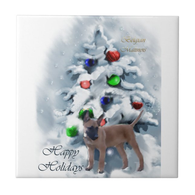 Azulejo Navidades belgas de Malinois (Frente)