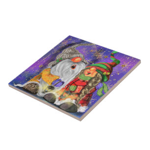 Azulejo Navidades Cerámica Tile Regalo Gnomes Felices Cant