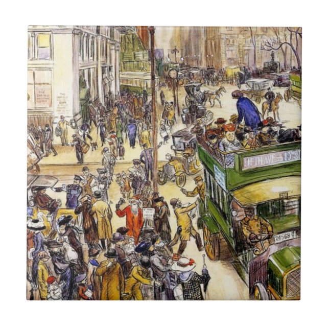 Azulejo Navidades Compradores en la Quinta Avenida (Nueva  (Frente)