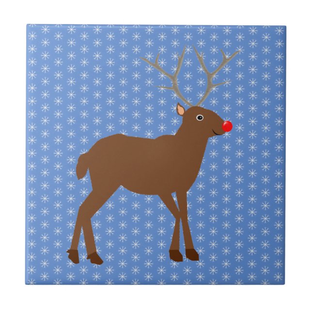 Azulejo Navidades cortos renos con nariz roja (Frente)