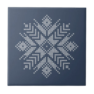 Azulejo Navidades cruzan el diseño de copos de nieve