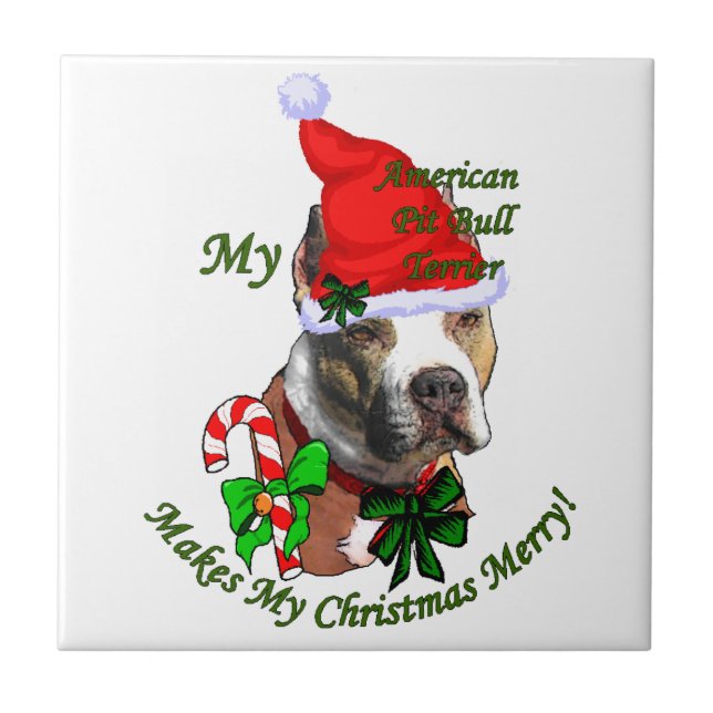 Azulejo Navidades de American Pit Bull Terrier (Frente)