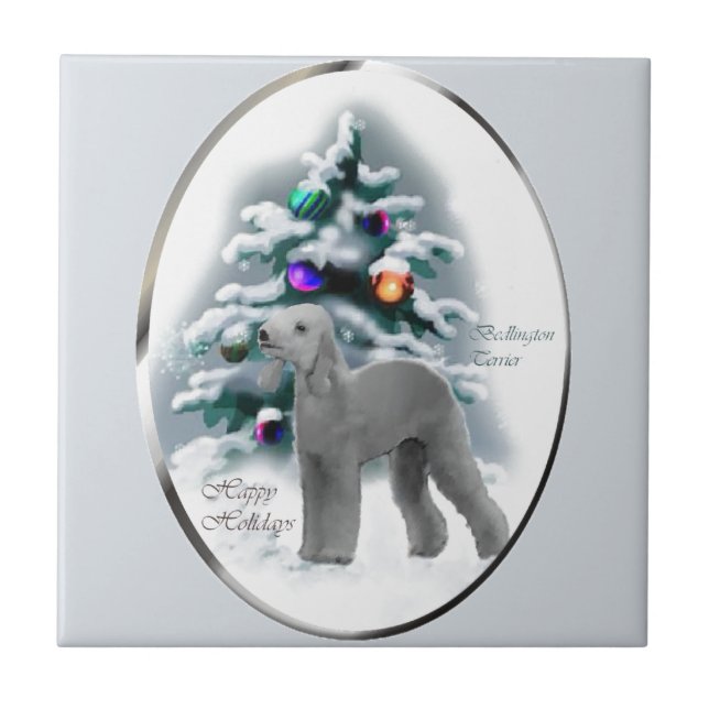 Azulejo Navidades de Bedlington Terrier (Frente)