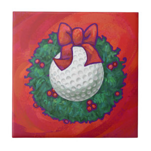 Azulejo Navidades de bolas de golf rojas
