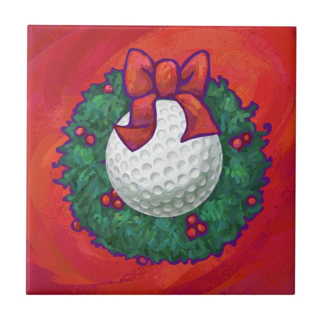 Azulejo Navidades de bolas de golf rojas (Frente)
