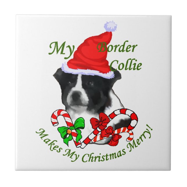 Azulejo Navidades de Border Collie (Frente)