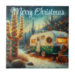 Azulejo Navidades de camper de época en el desierto person